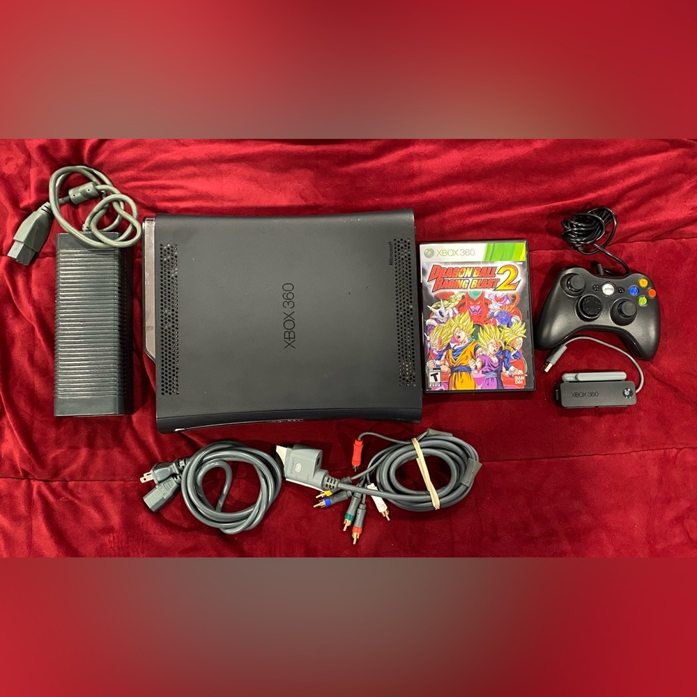 Used XBOX 360 black console used controller,camera, dragon ball raging blast 2